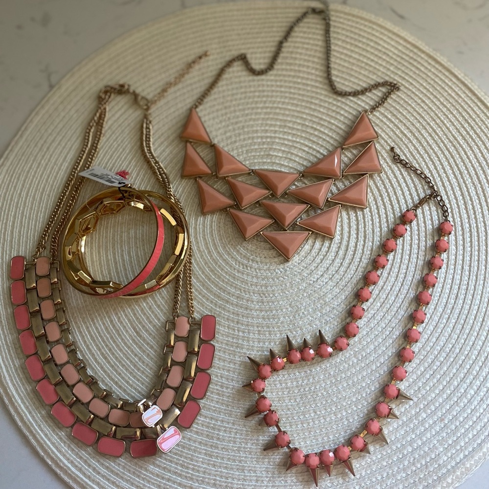 Bundle of Pink & Gold Tone Enamel Jewelry